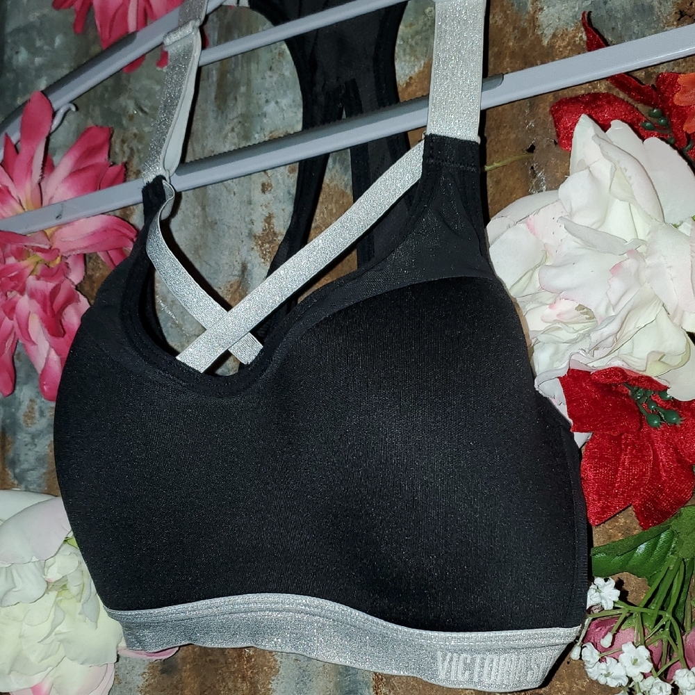 Victoria's Secret Black and Silver Sports Bra